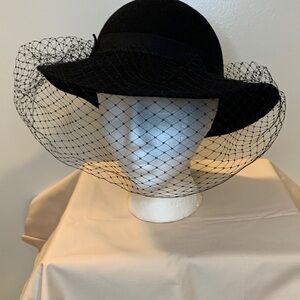 LANCASTER.Classic Black Veiled Floppy Hat - Women Accessories